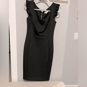 Black Party Dress with exposed silver zipper in the back.